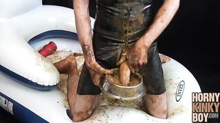 Barefoot Rubber Boy Plays with His Shit
