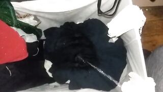 Pissing on dirty clothes