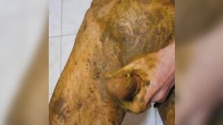 Sexy sweet Dick turns brown from Shit smearing