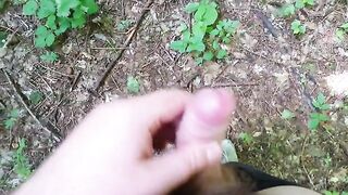 cumshot in the woods